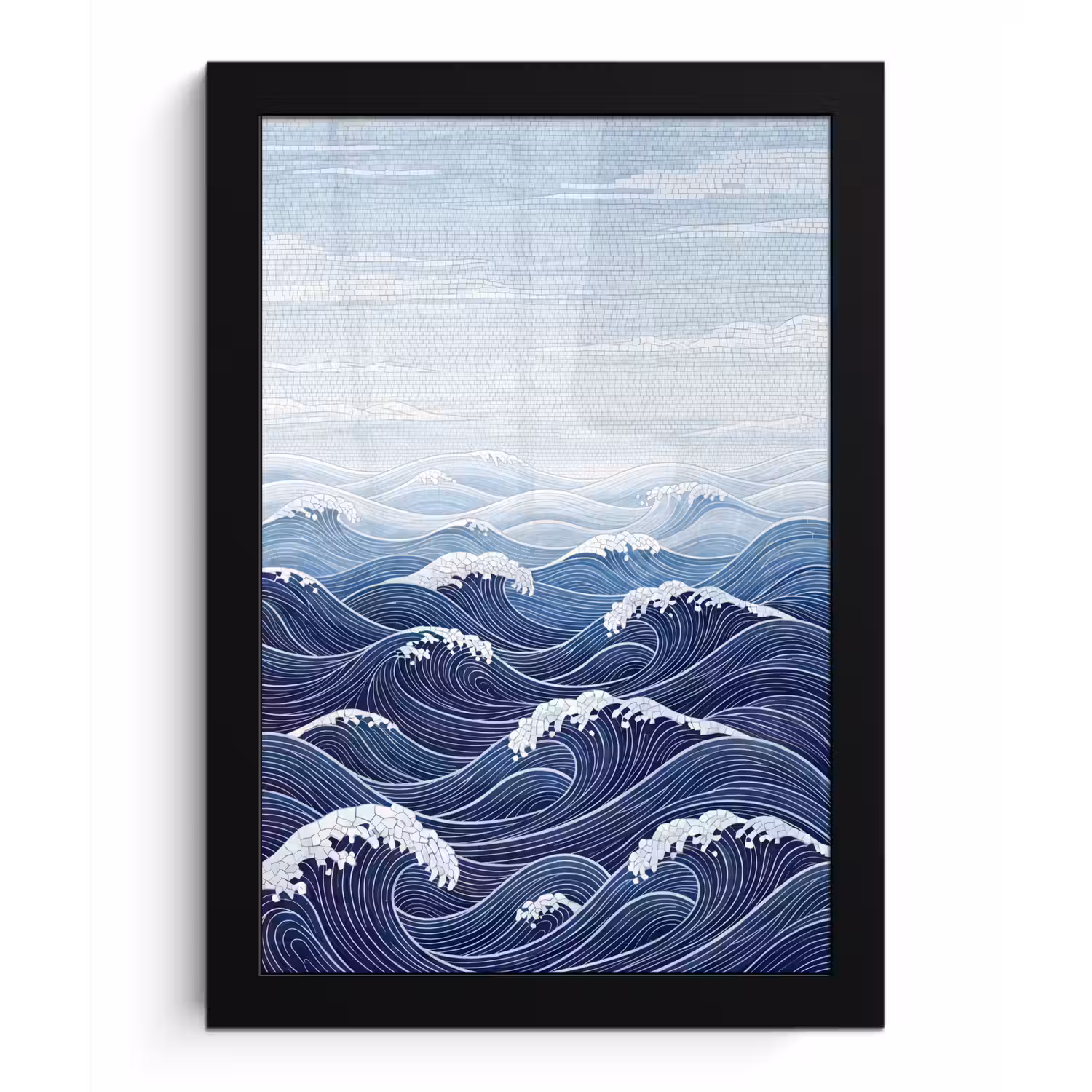 Water - Mozaïek - Landschap - Modern - Blauw fotolijst zwart zonder passe partout klein -3d