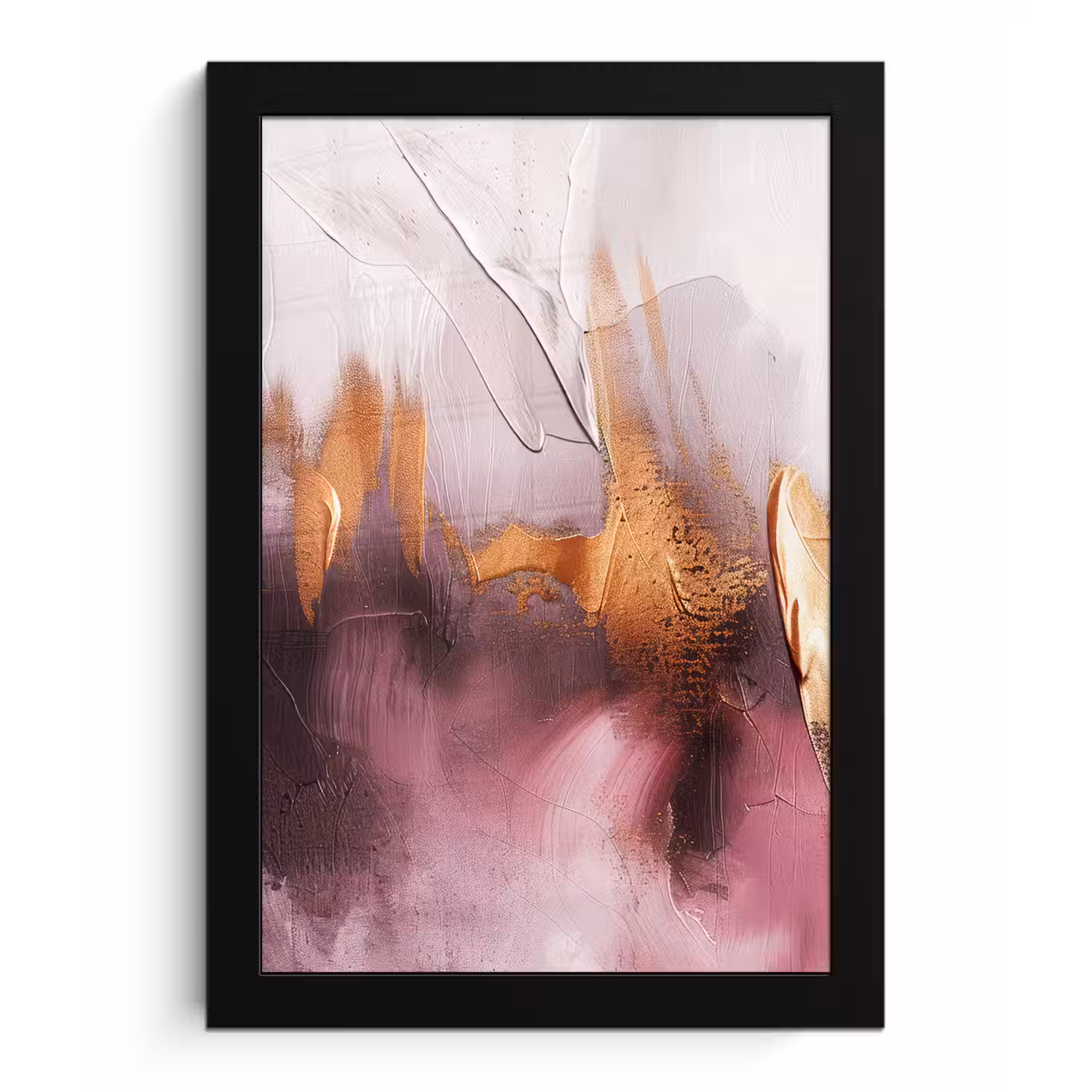 Watercolor - Goud - Roze - Abstract - Kunst fotolijst zwart zonder passe partout klein -3d