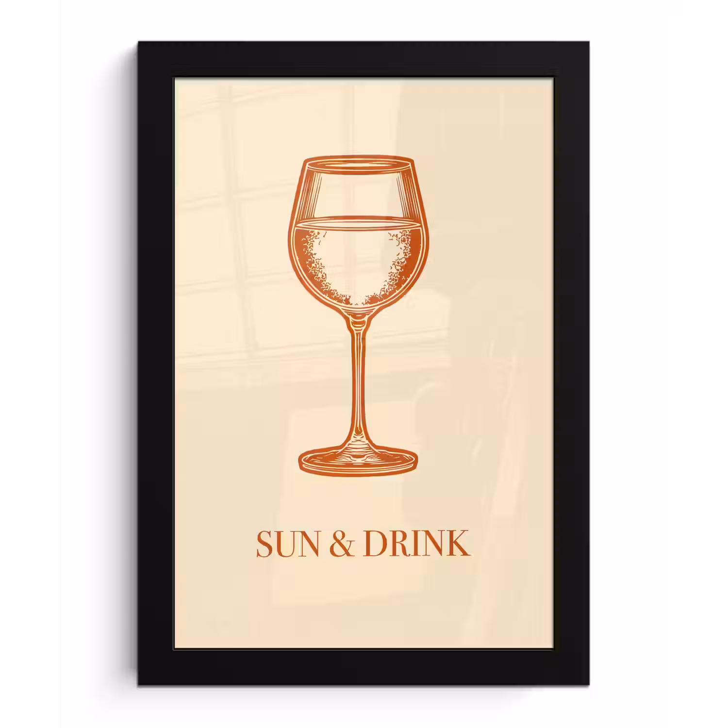 Wijn - Zomer - Quote - Oranje fotolijst zwart zonder passe partout klein -3d