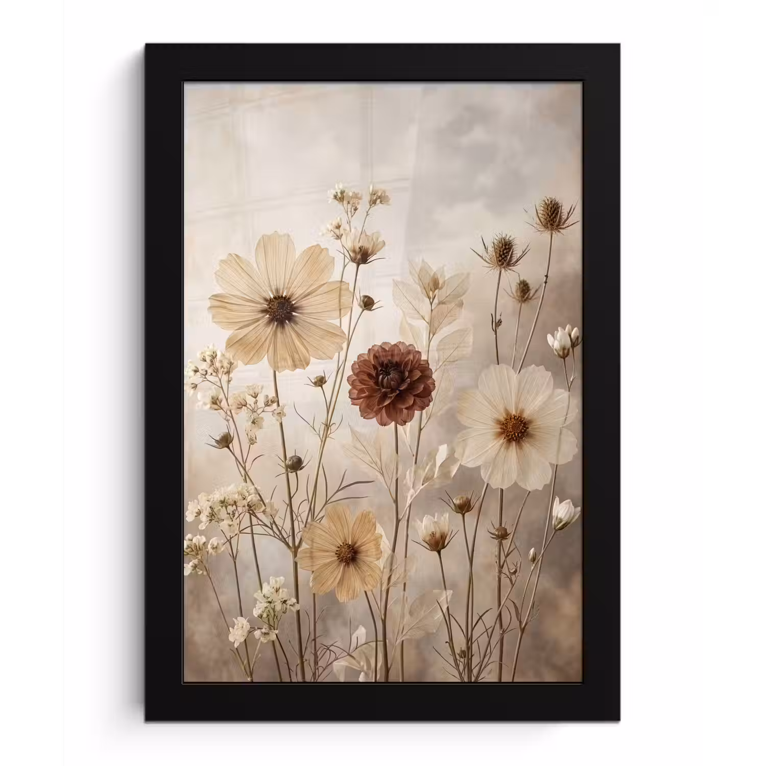 Wilde bloemen - Botanisch - Vintage - Natuur - Rustiek fotolijst zwart zonder passe partout klein -3d