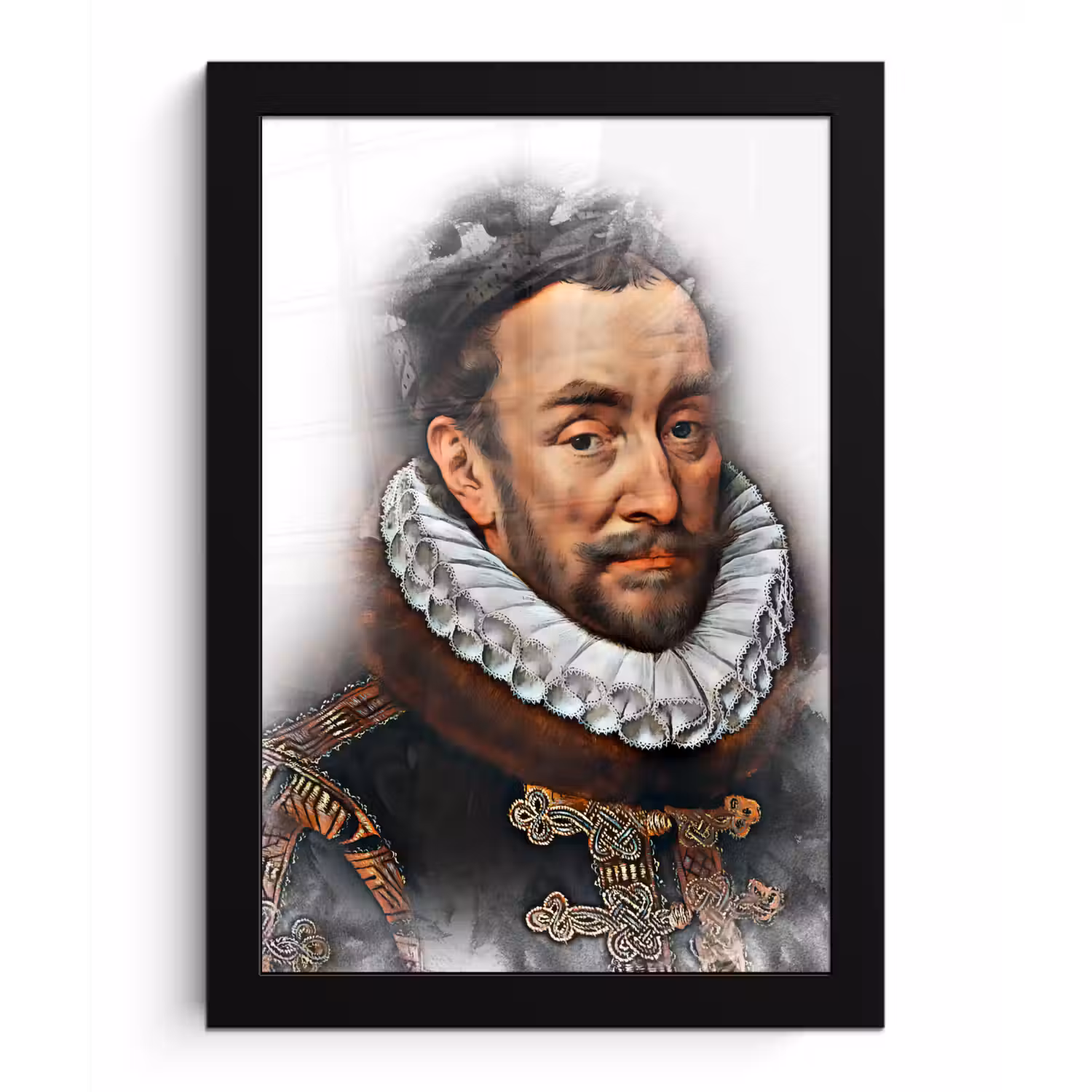 Willem van Oranje - Adriaen Thomasz - Rook fotolijst zwart zonder passe partout klein -3d