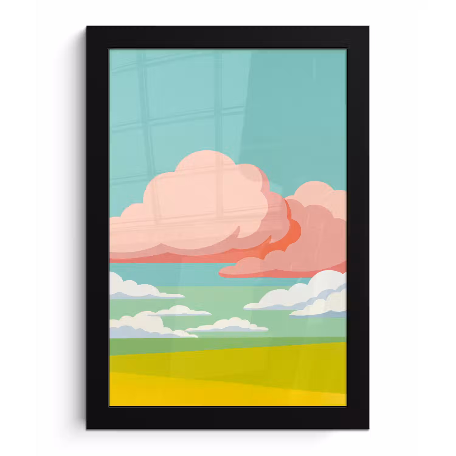 Wolken - Roze - Natuur - Modern - Pastel fotolijst zwart zonder passe partout klein -3d