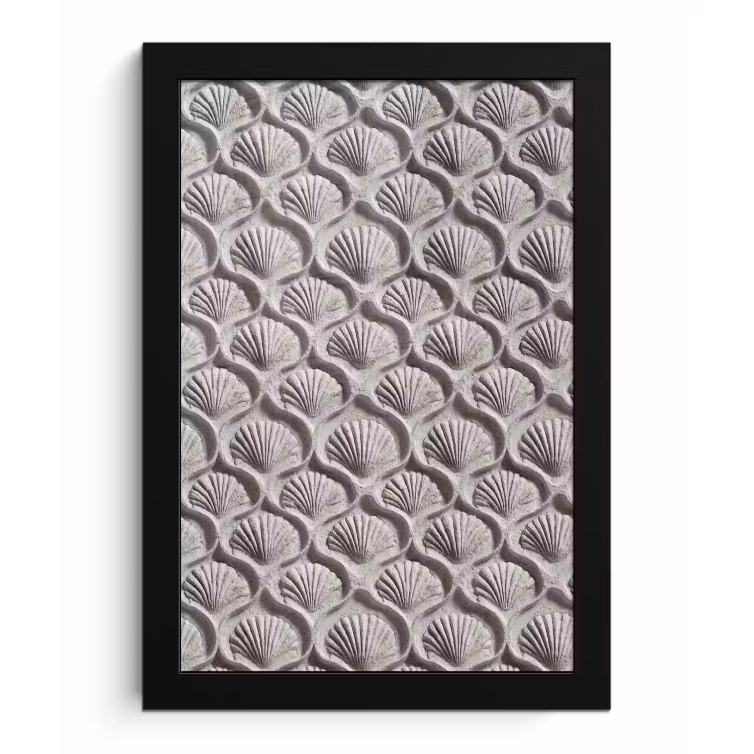Zand - Schelpenvorm - Grijs fotolijst zwart zonder passe partout klein 224 -3d