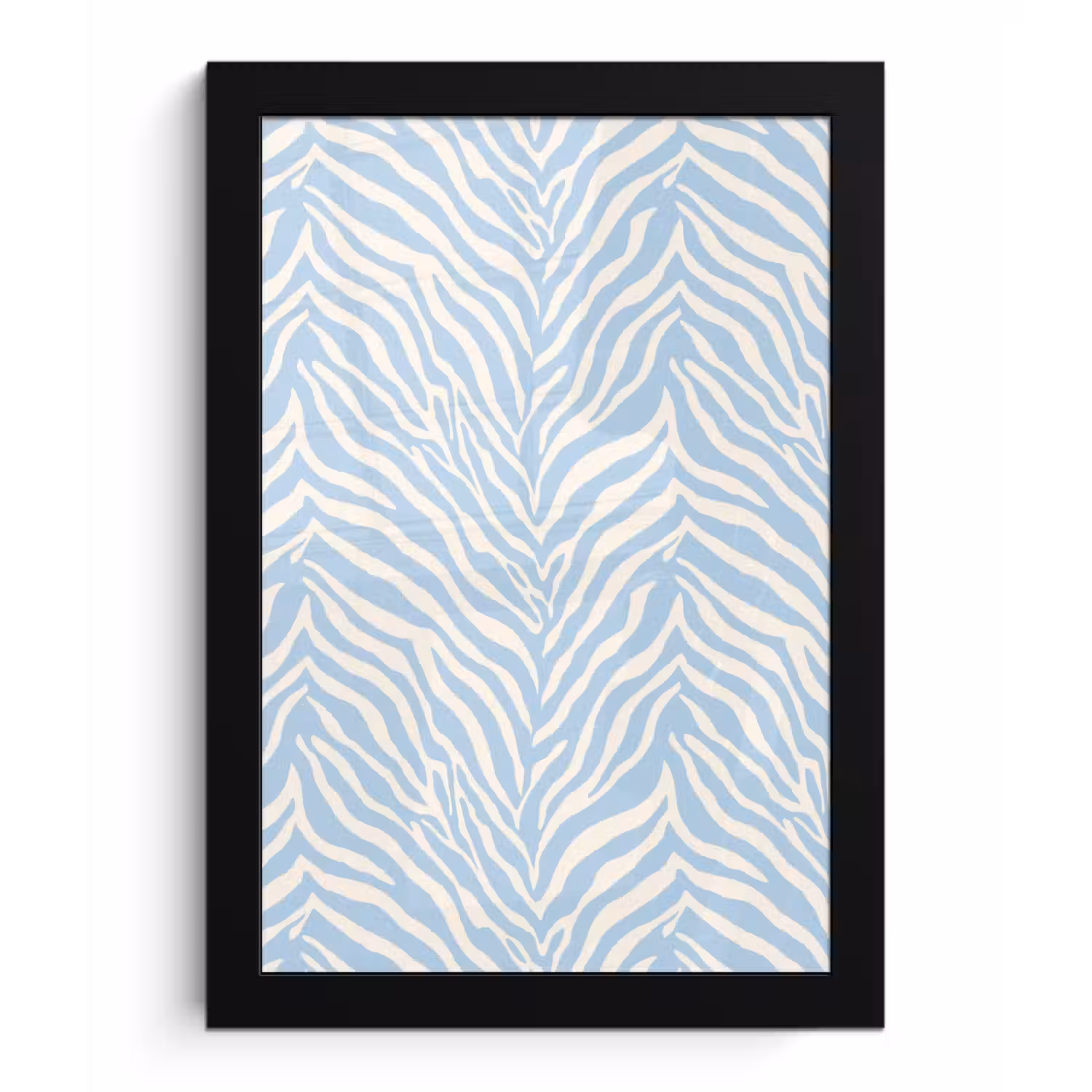 Zebra - Motief - Blauw - Wit fotolijst zwart zonder passe partout klein 224 -3d
