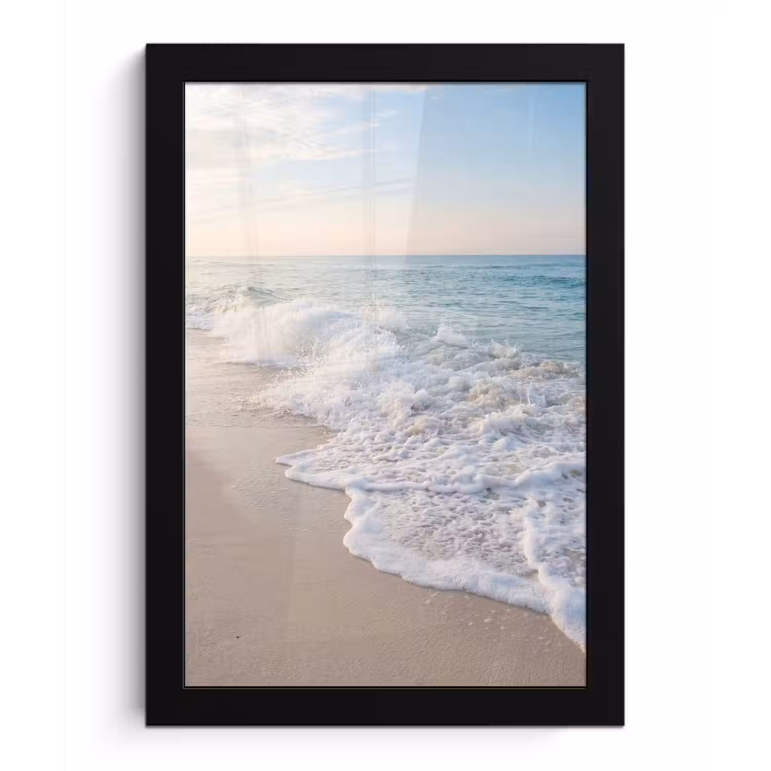 Zee - Golven - Strand - Natuur - Wit fotolijst zwart zonder passe partout klein -3d