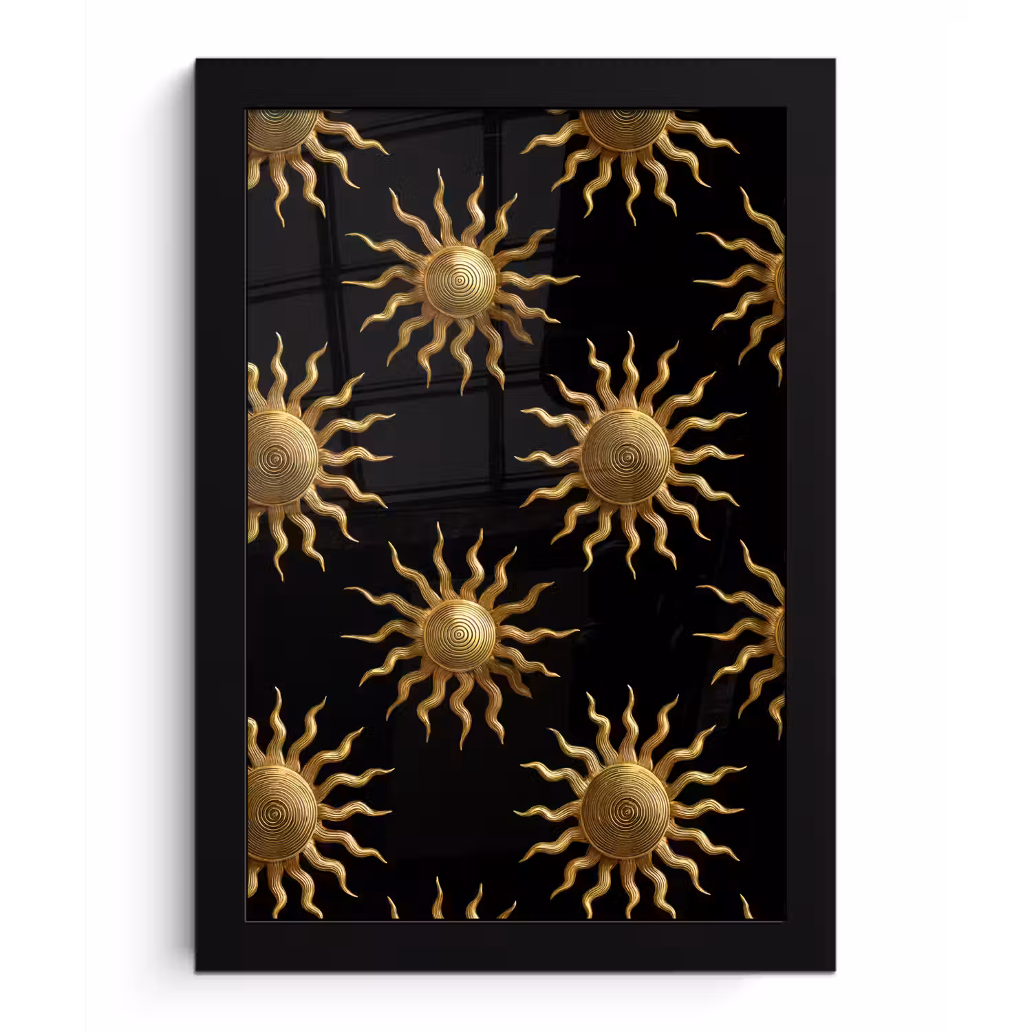 Zon - Patroon - Luxe - Goud - Zwart fotolijst zwart zonder passe partout klein 224 -3d