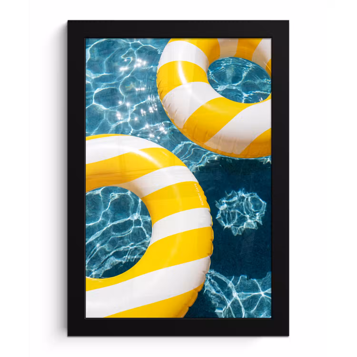 Zwembad - Zwembanden - Zomer - Geel - Blauw fotolijst zwart zonder passe partout klein -3d