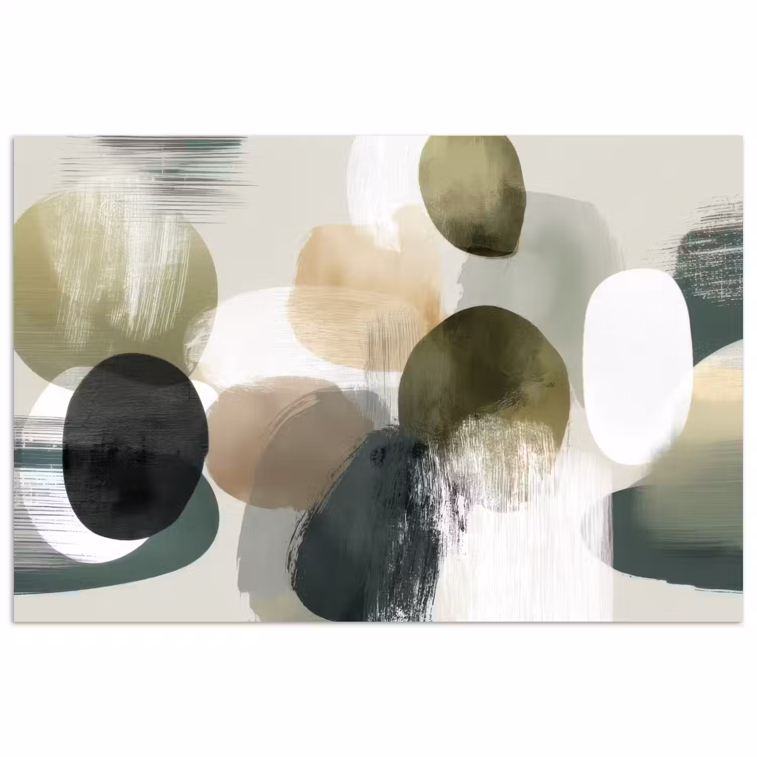 Minimalistisch - Cirkels - Penseelstreken - Beige poster papier klein -3d