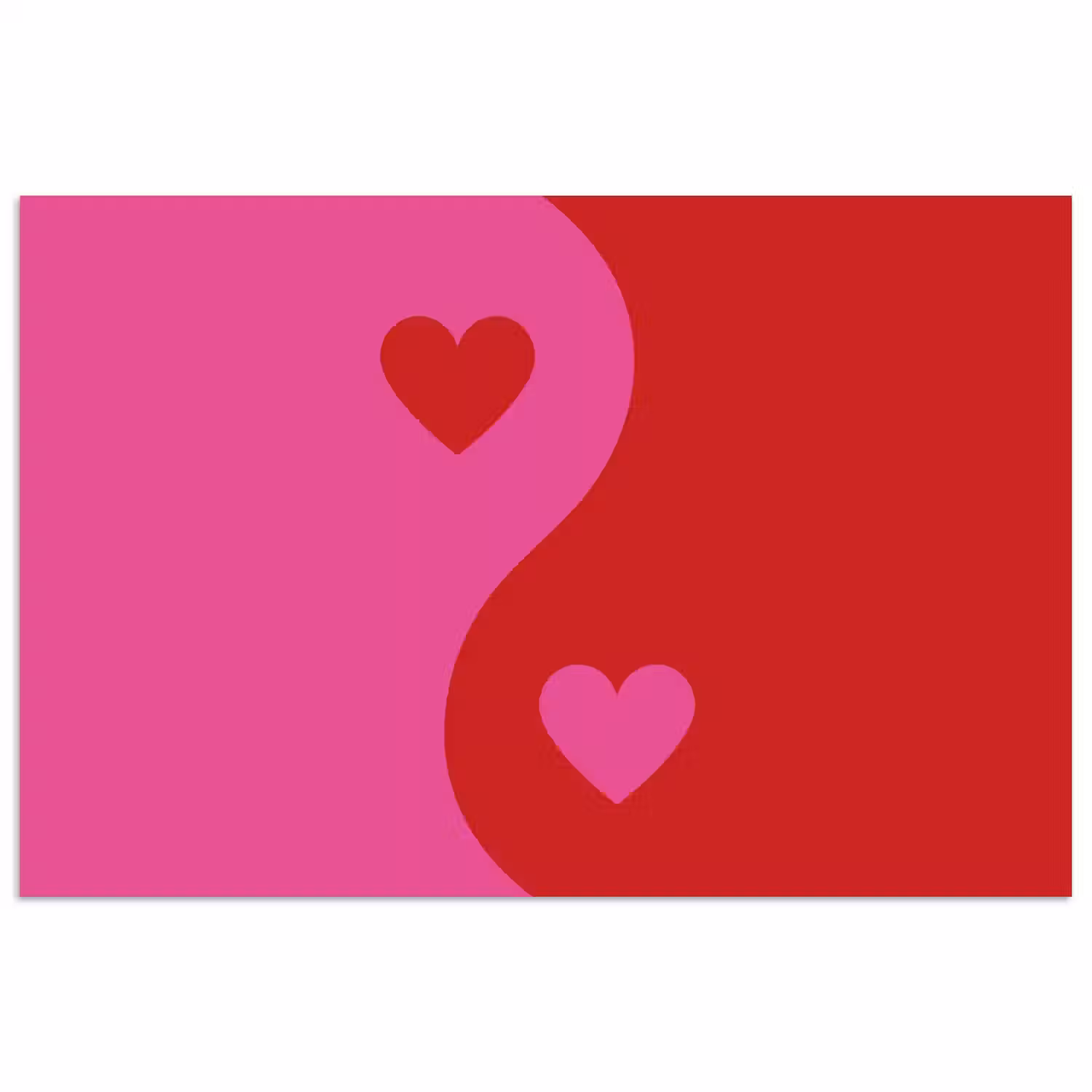 Minimalistisch - Rood - Roze - Hartjes poster papier klein -3d