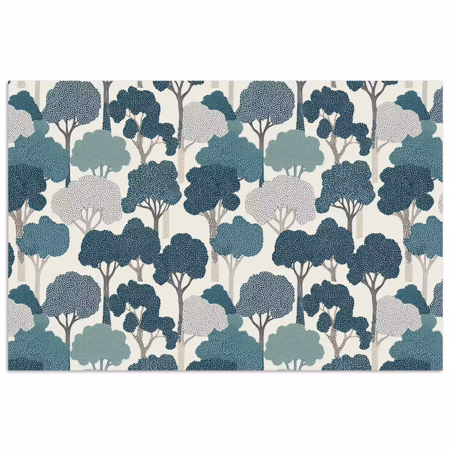 Modern - Bomen - Bos - Patroon - Blauw poster papier klein 62 -3d