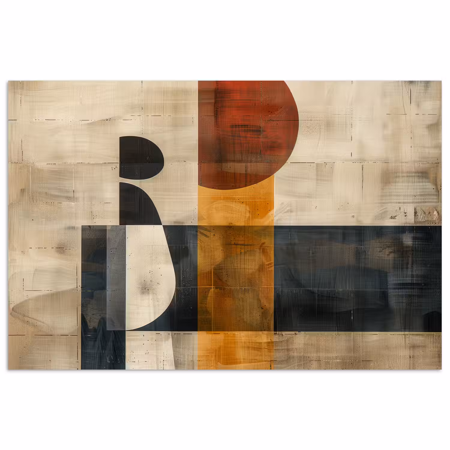 Modern - Kunst - Beige - Industrieel poster papier klein -3d