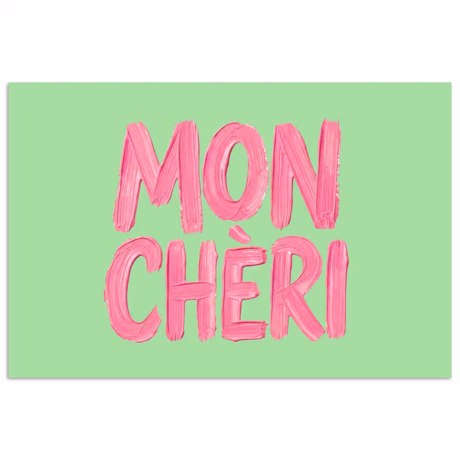 Mon cheri - Groen - Roze poster papier klein -3d