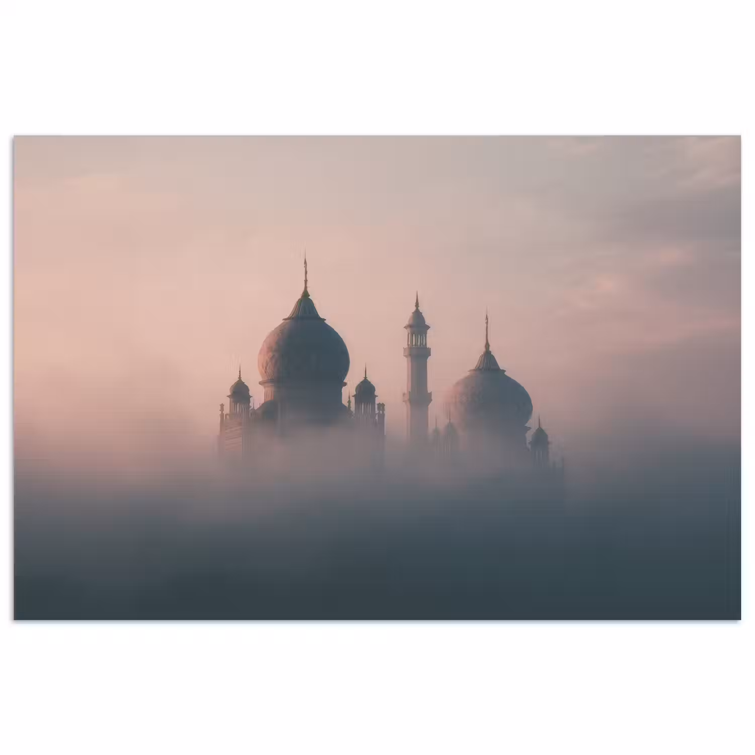Moskee - Minaretten - Roze mist poster papier klein -3d
