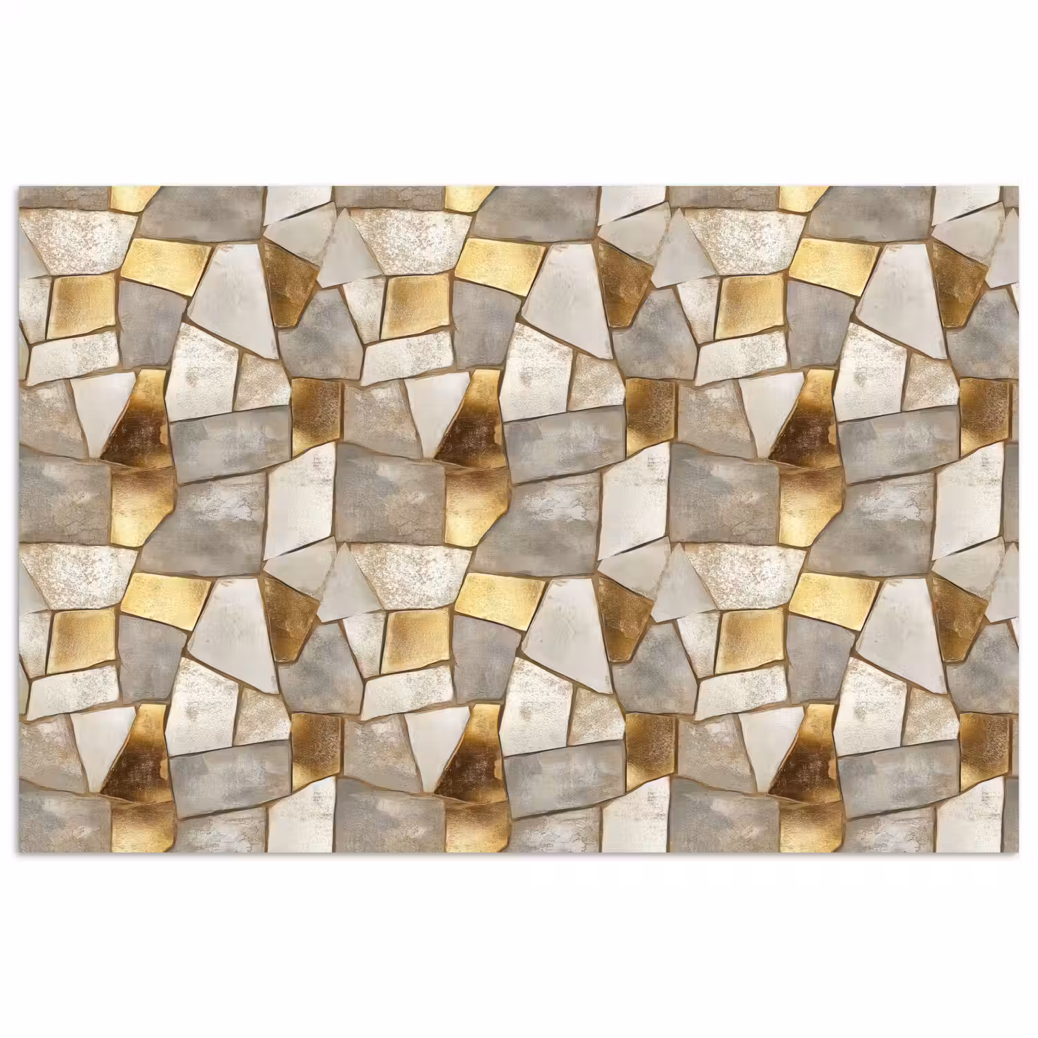 Mozaïek - Marmer - Goud poster papier klein 62 -3d