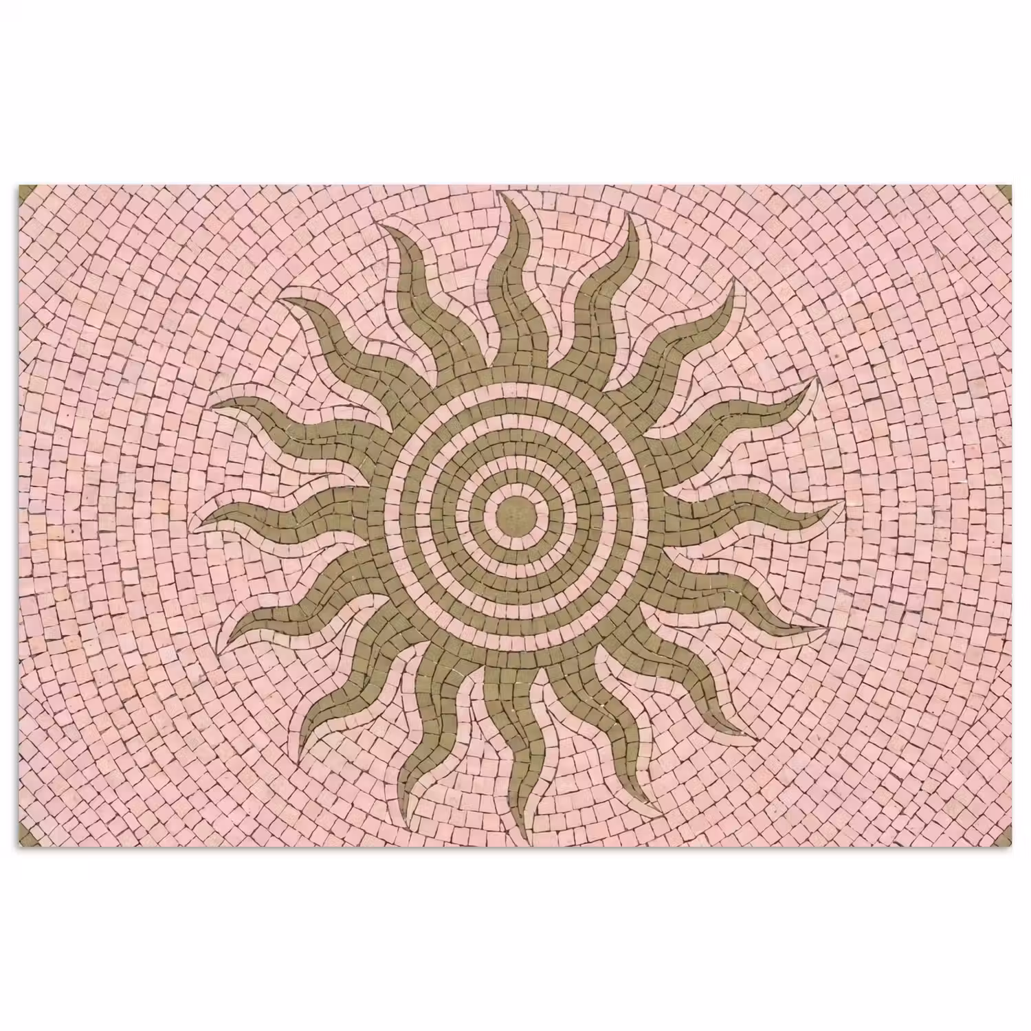 Mozaïek - Zon - Patroon - Klassiek - Roze poster papier klein -3d