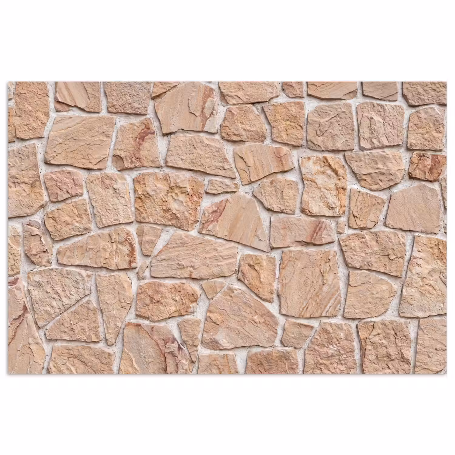 Muur - Steen - Patroon - Rustiek - Beige poster papier klein -3d