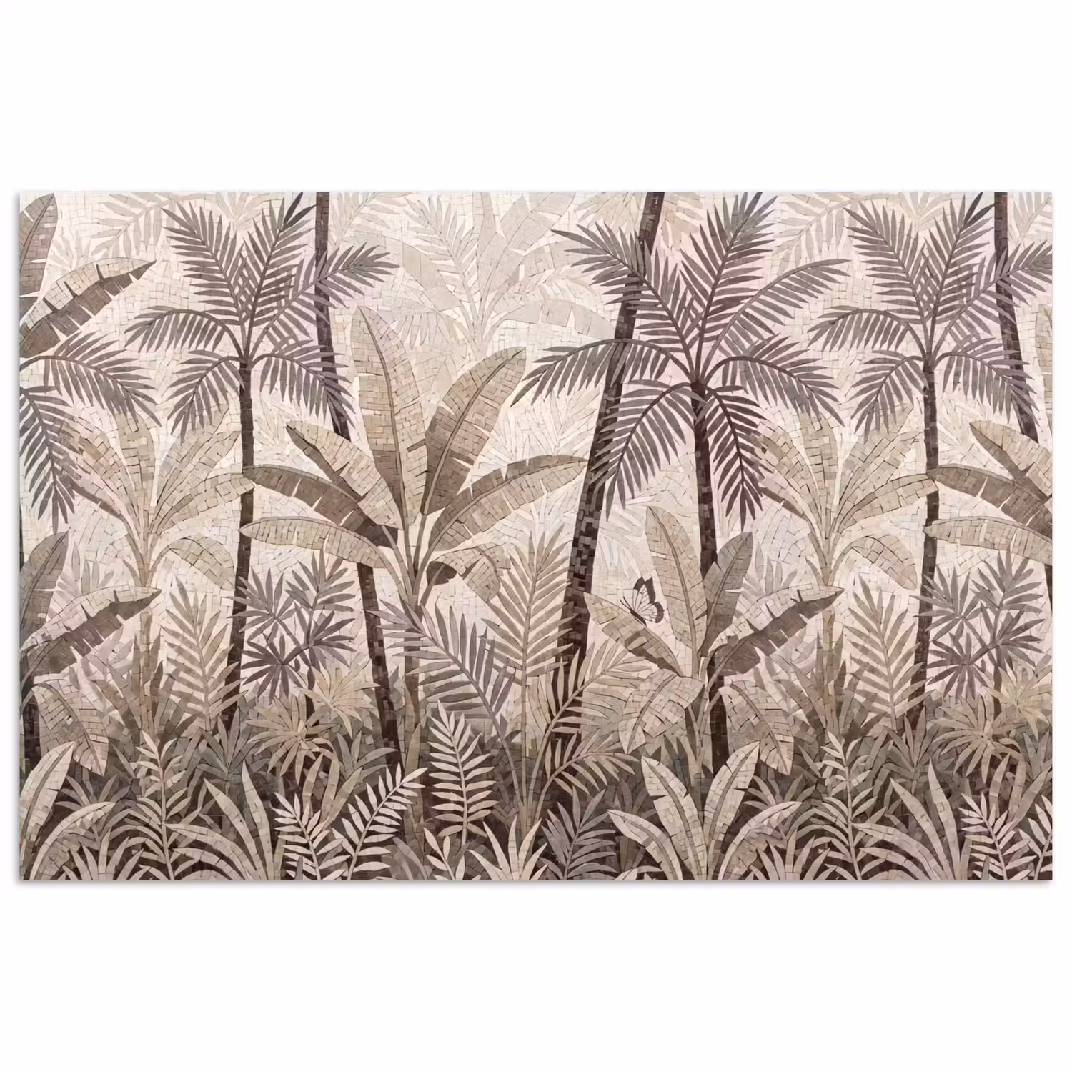 Natuur - Bladeren - Landschap - Mozaïek - Beige poster papier klein -3d