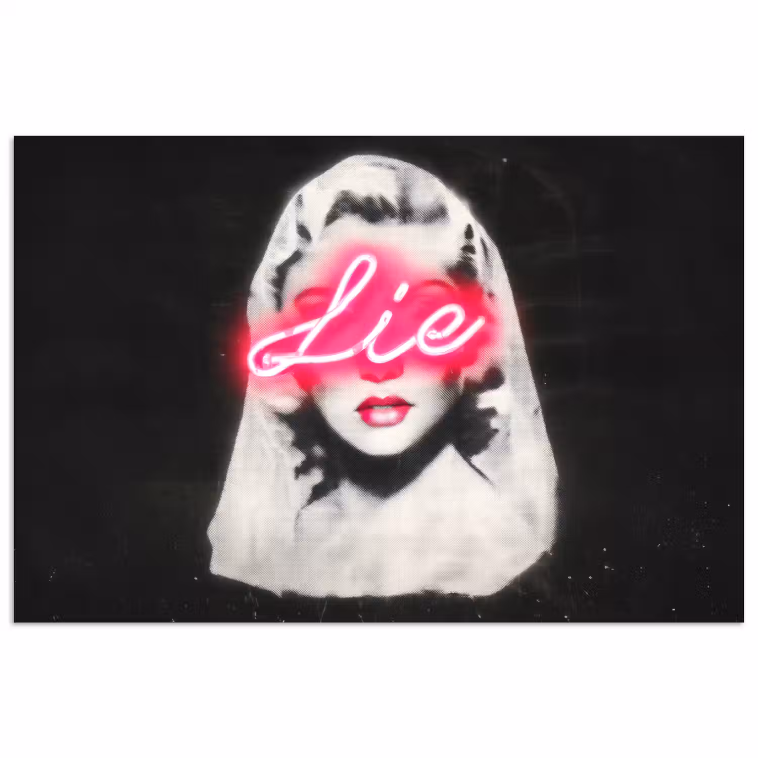 Neon - Letters - Vintage - Vrouw poster papier klein -3d