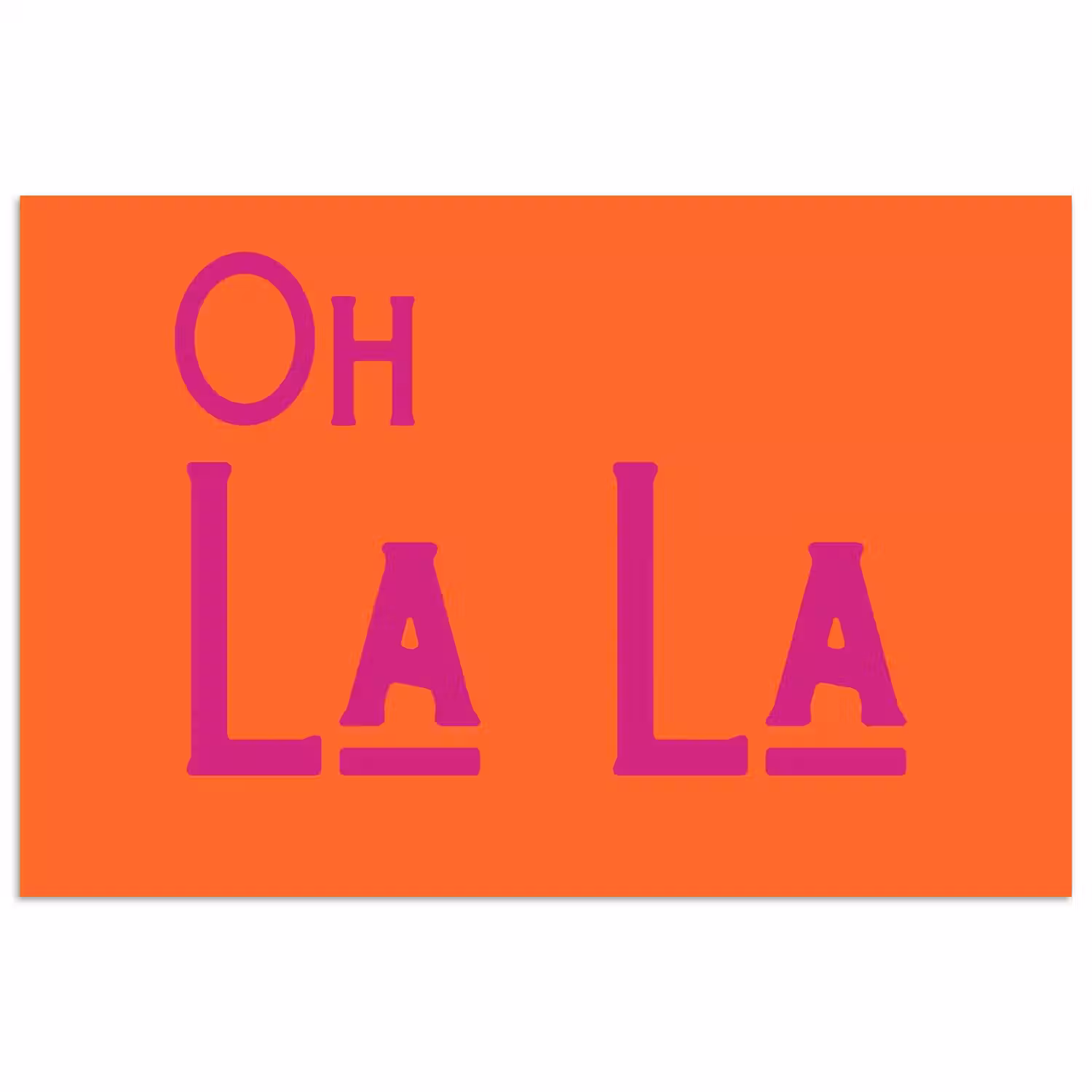 Oh la la - Oranje - Roze - Scheeflettertype poster papier klein -3d