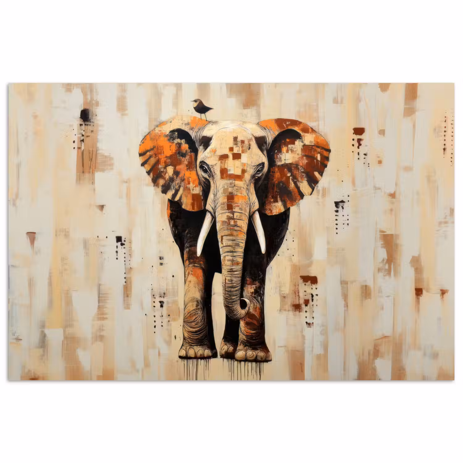 Olifant - Slurf - Mozaïek - Abstract poster papier klein -3d
