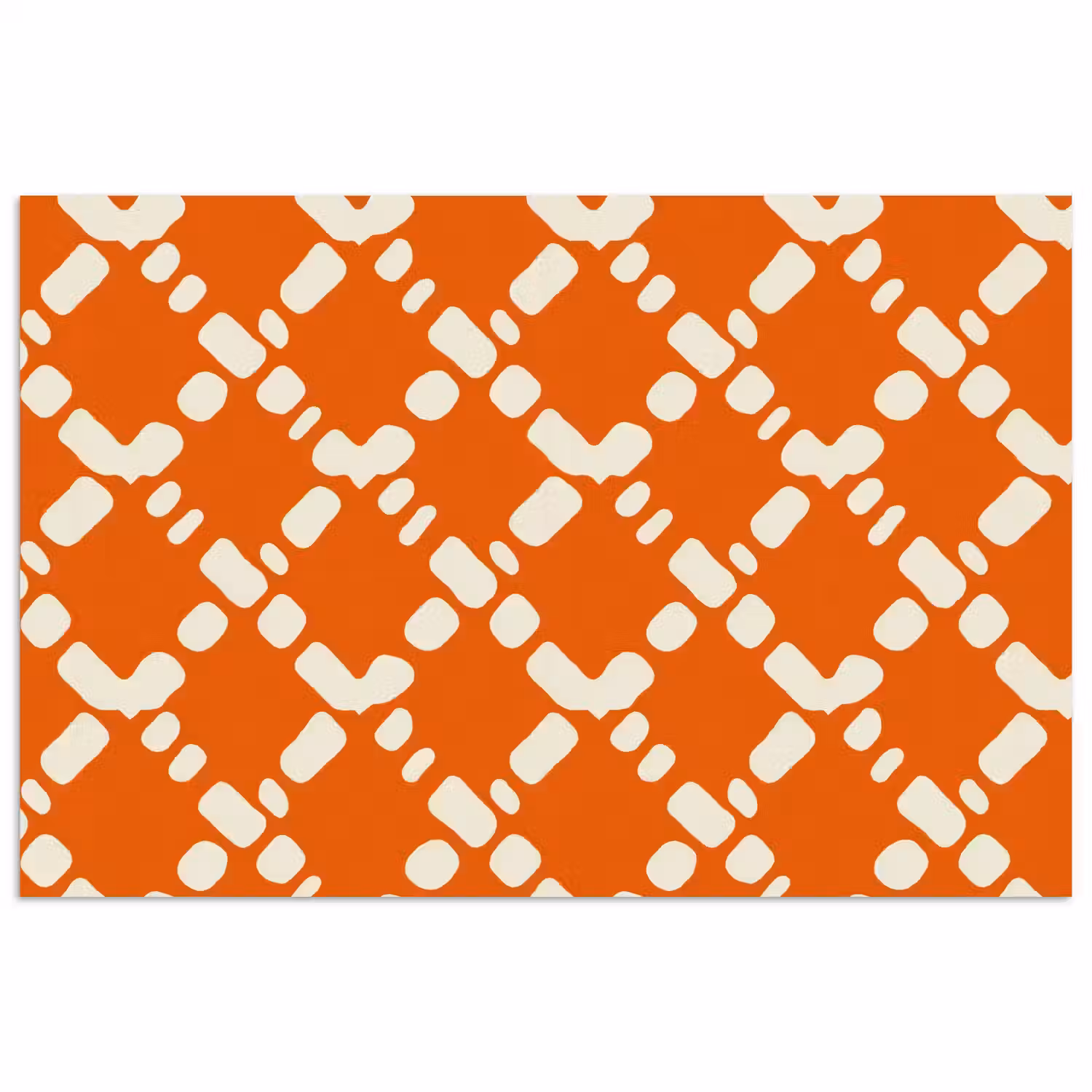 Oranje - Ruitpatroon - Wit poster papier klein 62 -3d
