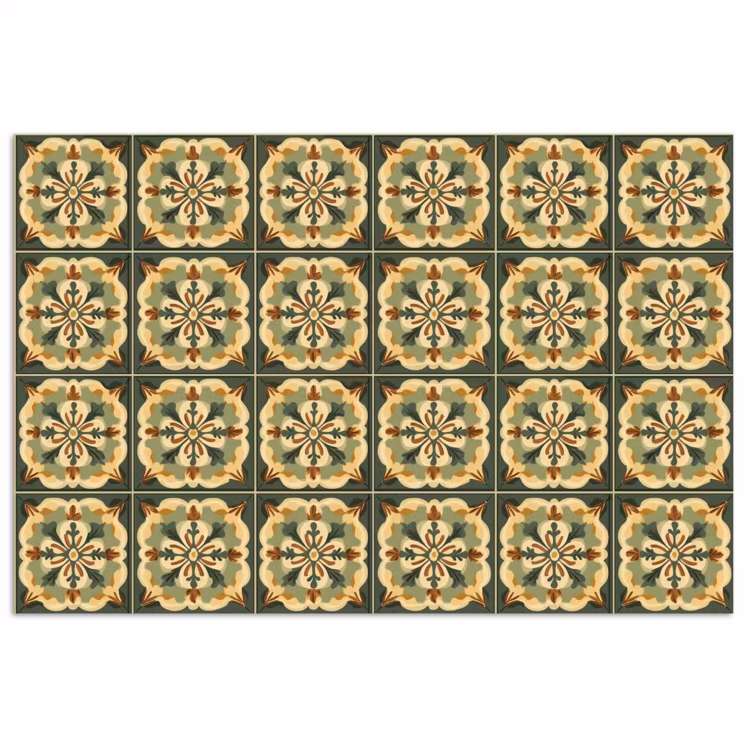 Ornament - Patroon - Groen poster papier klein 62 -3d