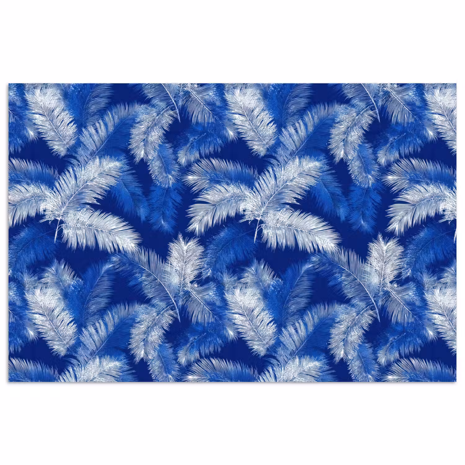 Palmblad - Patroon - Blauw poster papier klein 62 -3d