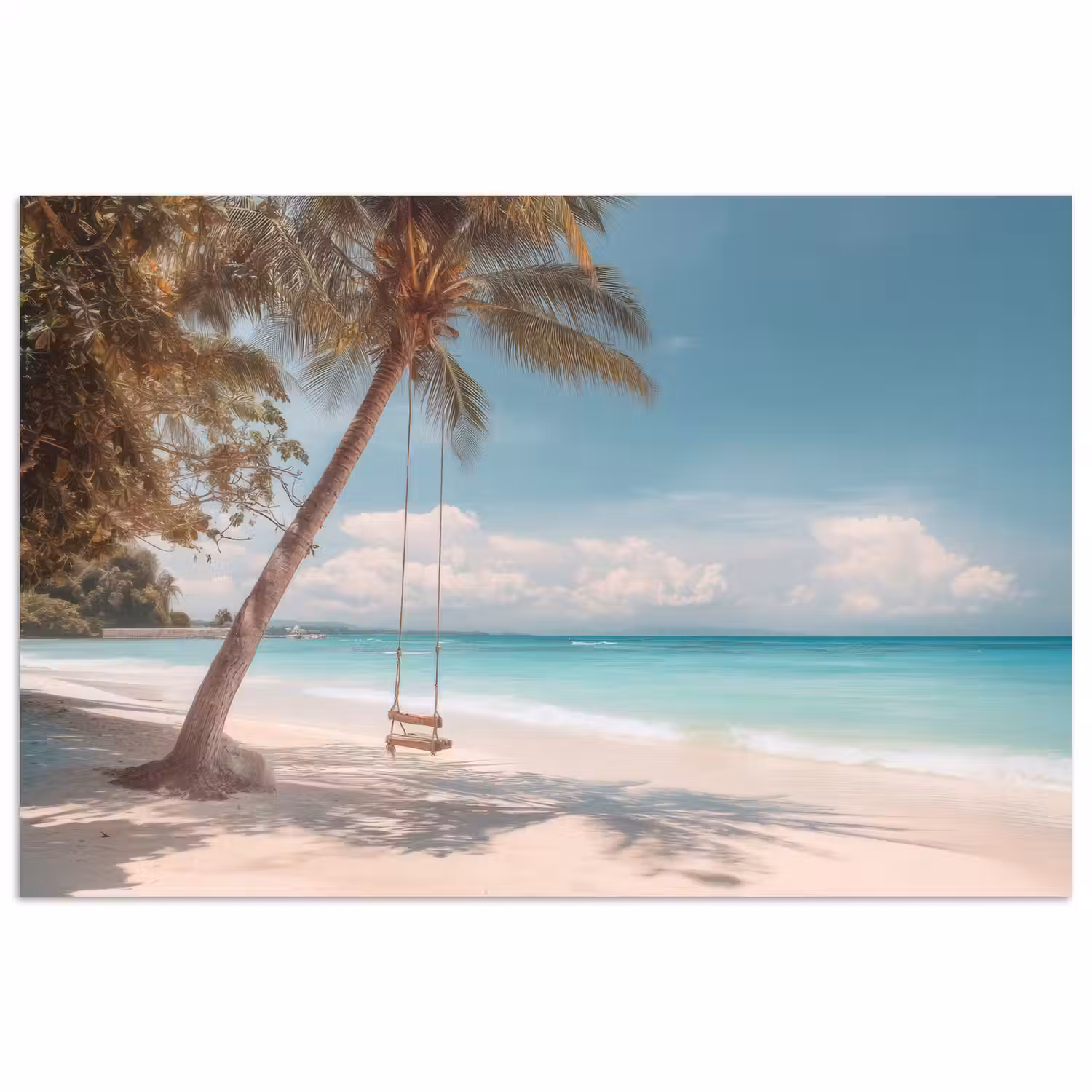 Palmboom - Schommel - Strand - Lucht poster papier klein -3d
