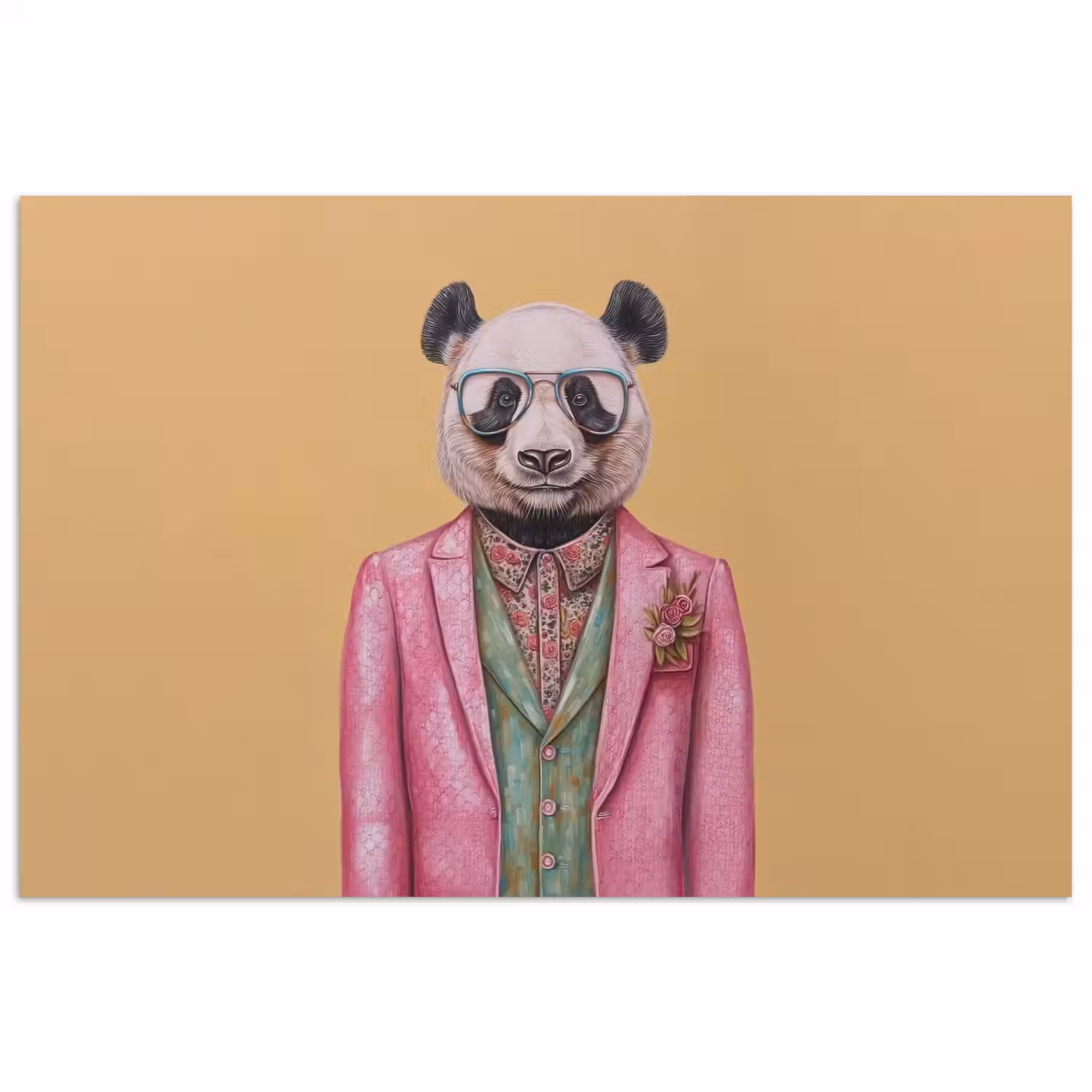 Panda - Pak - Zonnebril - Blauw poster papier klein -3d