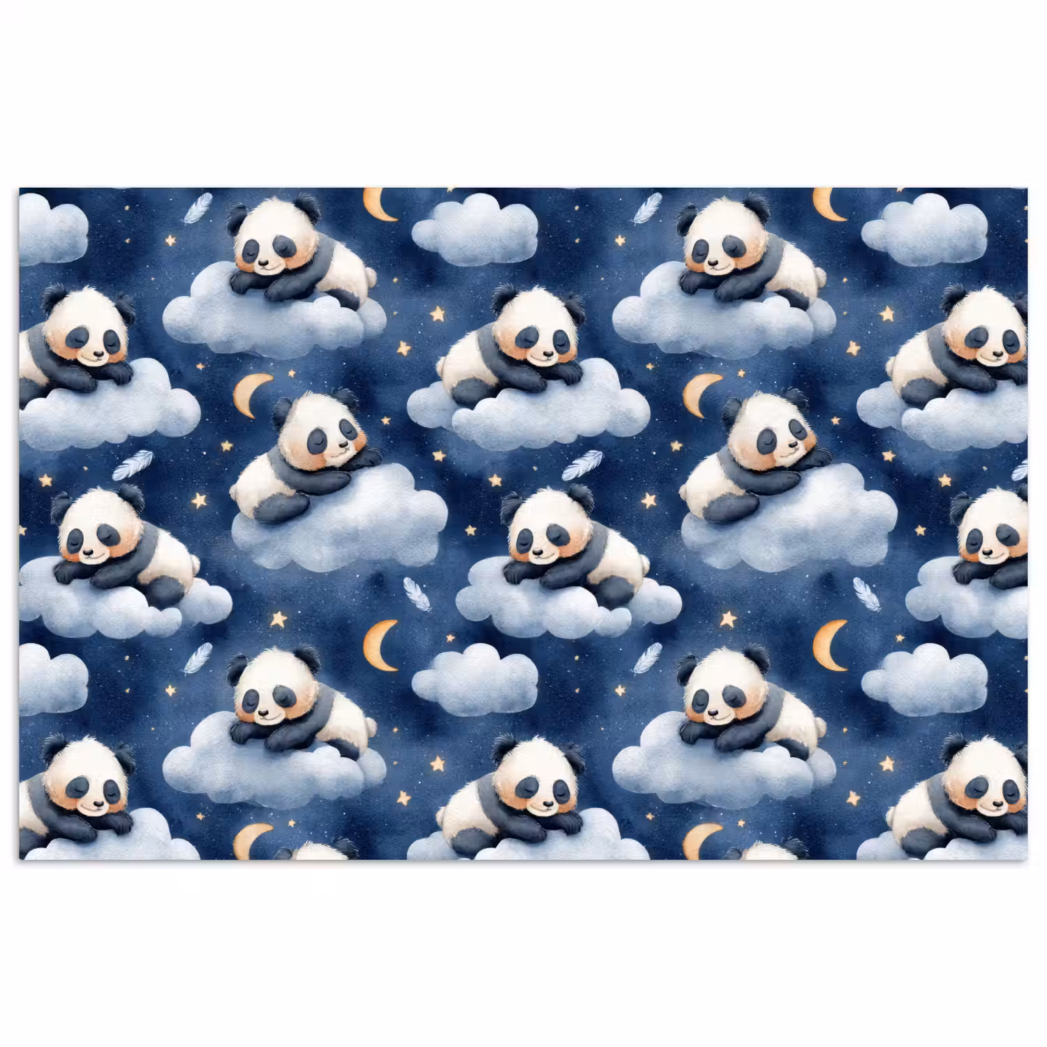Panda's - Slapen - Blauw poster papier klein 62 -3d