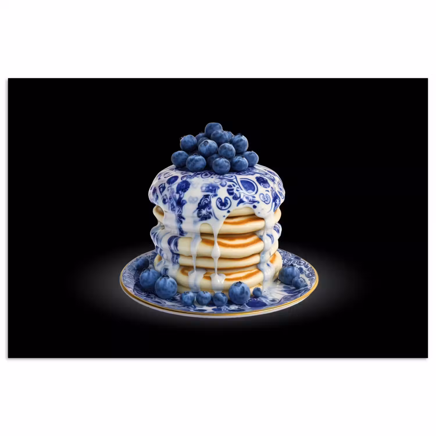 Pannenkoeken - Blauwe Bessen - Bord poster papier klein -3d