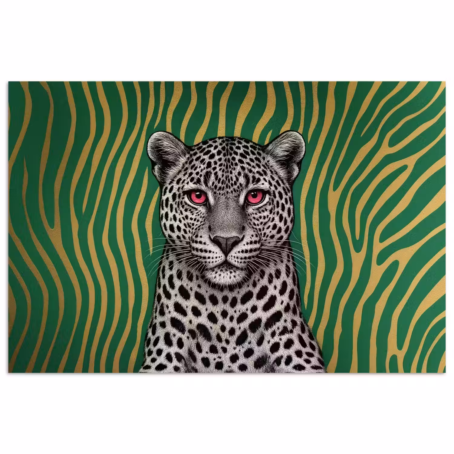 Panter - Zebrapatroon - Groen poster papier klein -3d