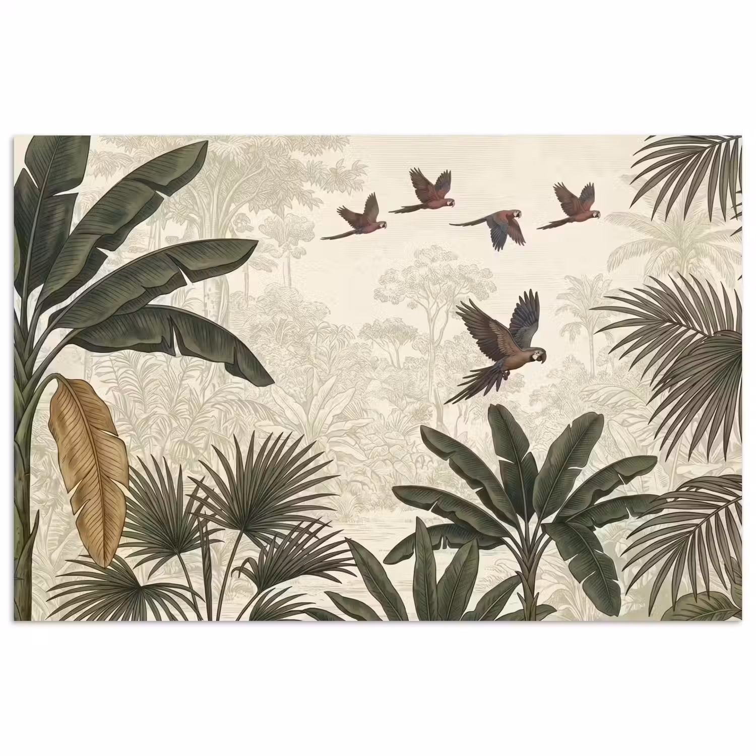 Papagaaien - Jungle - Tropisch - Green poster papier klein -3d