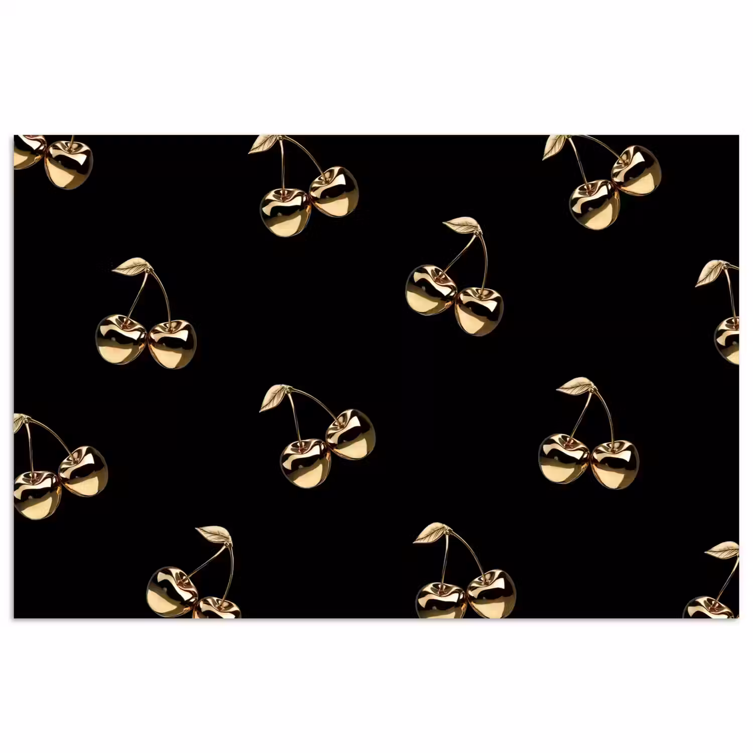 Patroon - Kersen - Goud - Chrome poster papier klein -3d