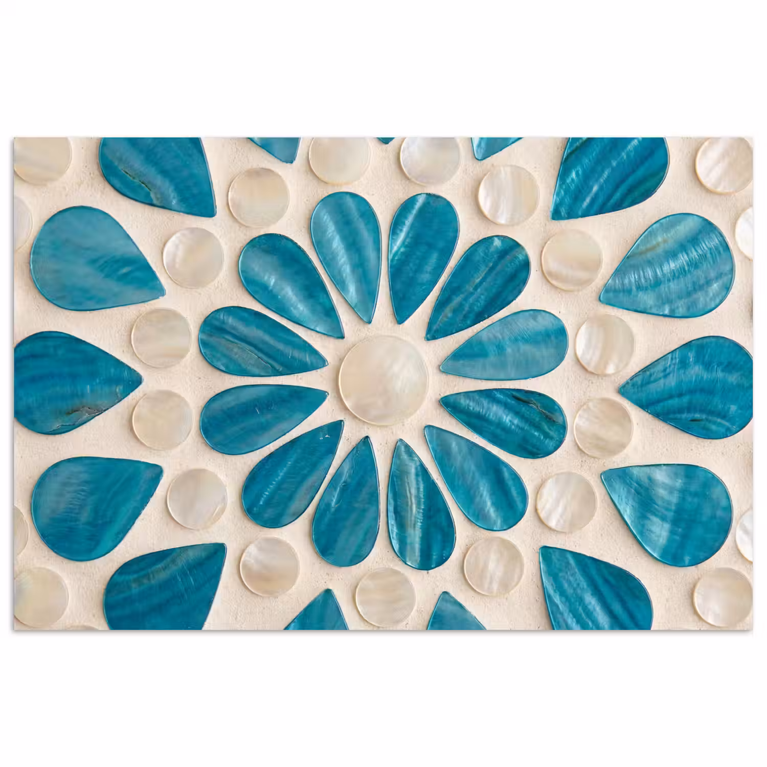 Patroon - Mozaïek - Schelpen - Abstract - Turquoise poster papier klein -3d