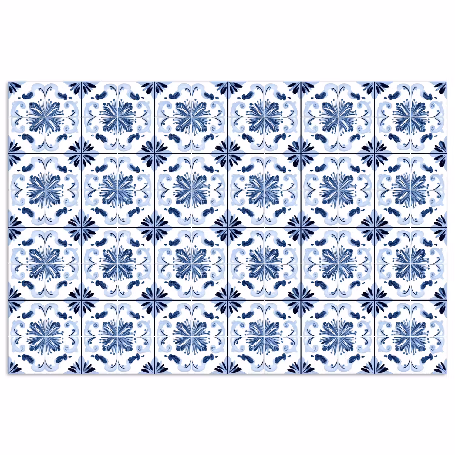 Patroon - Tegel - Blauw poster papier klein 62 -3d