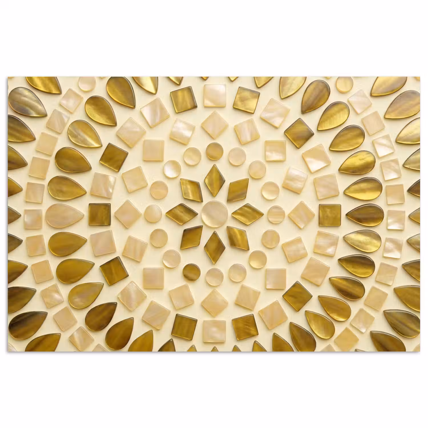Patroon - Vormen - Mozaïek - Abstract - Goud poster papier klein -3d