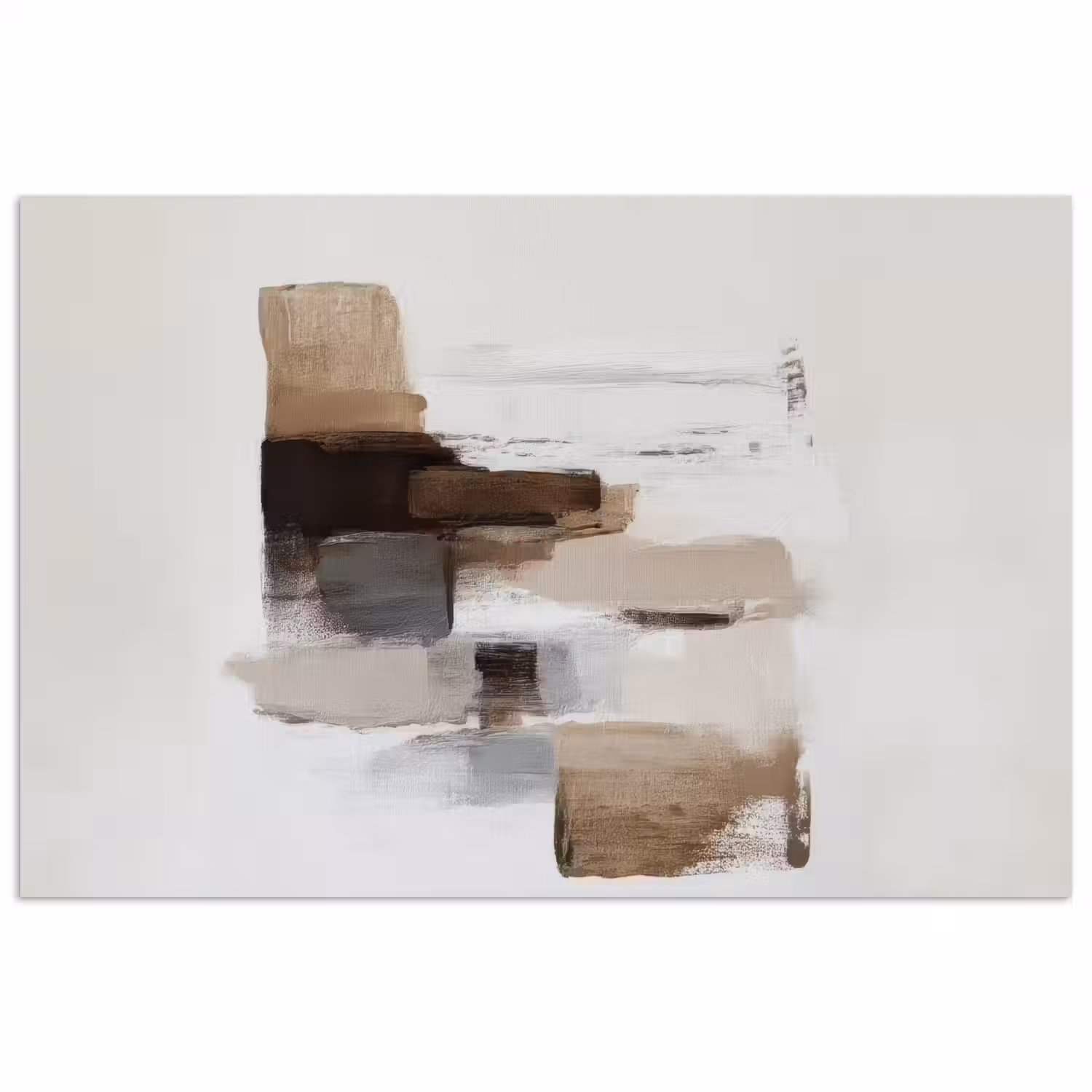 Penseelstreken - Balans - Beige - Bruin poster papier klein -3d