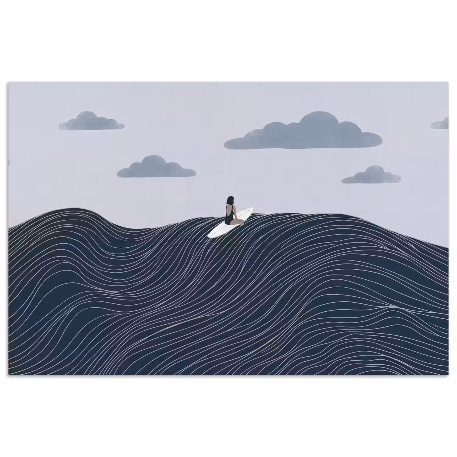Persoon - Surfen - Oceaan - Natuur - Modern poster papier klein -3d