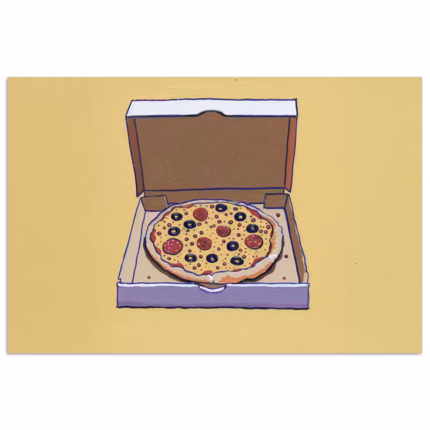 Pizza - Doos - Salami - Illustratie poster papier klein -3d