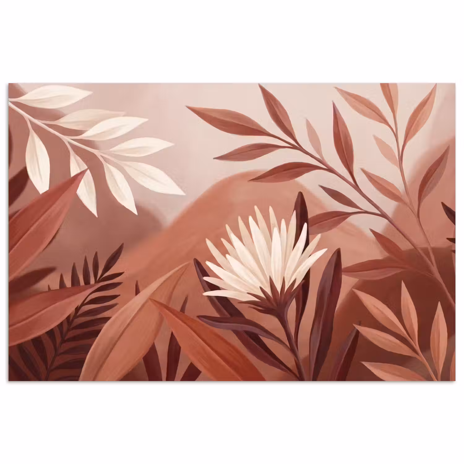 Planten - Bladeren - Botanisch - Modern - Bruin poster papier klein -3d