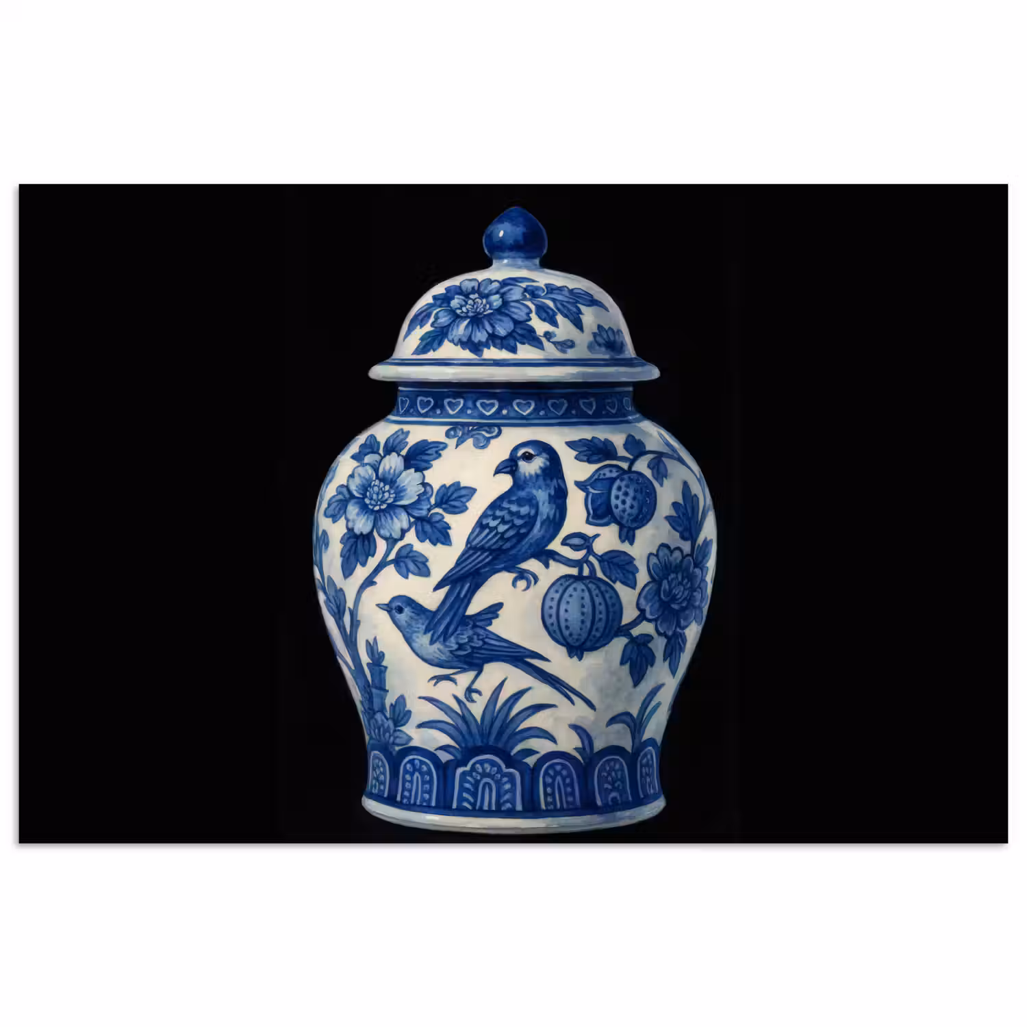 Pot - Delfts Blauw - Bloemen poster papier klein -3d