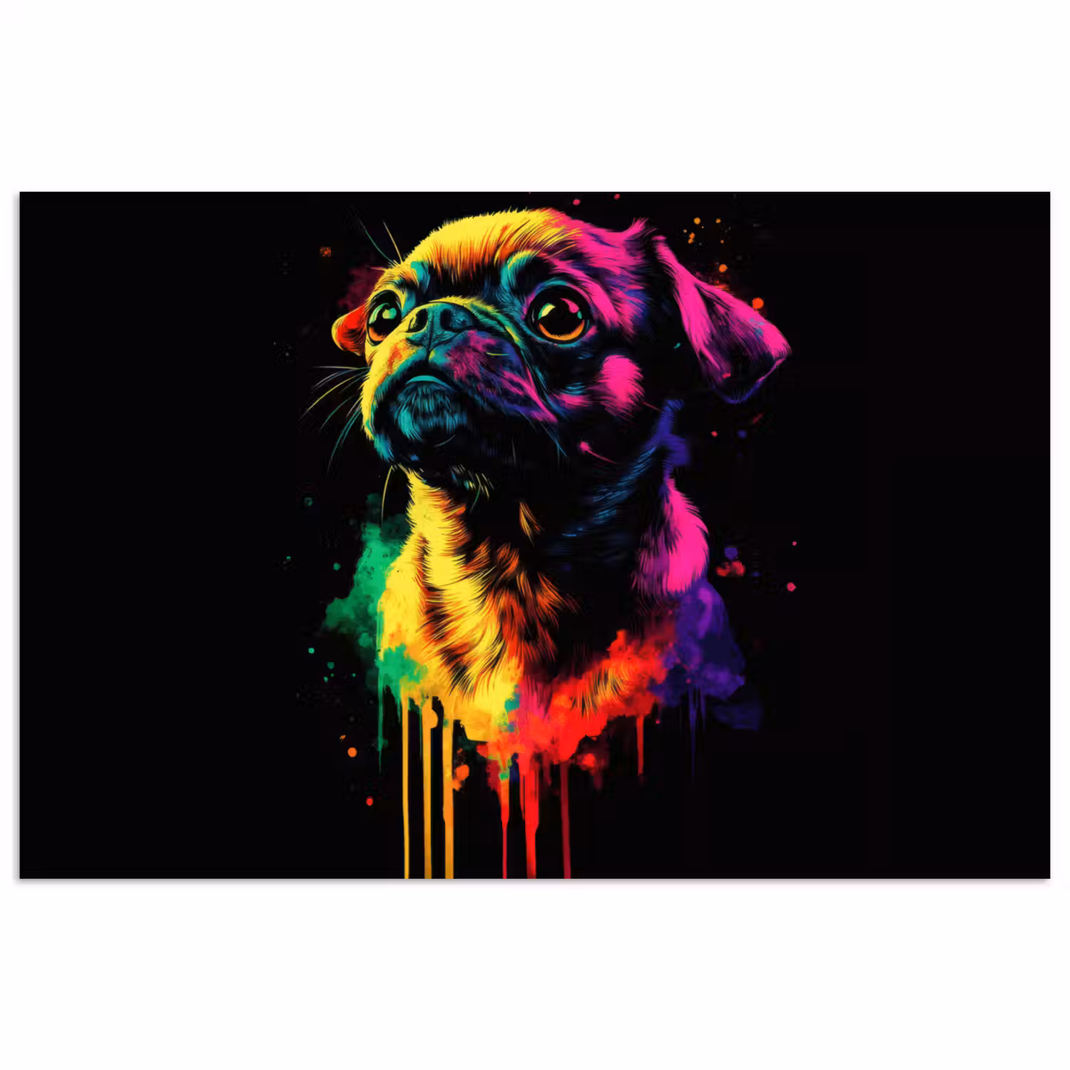 Puck - Hond - Verf - Kleuren poster papier klein -3d
