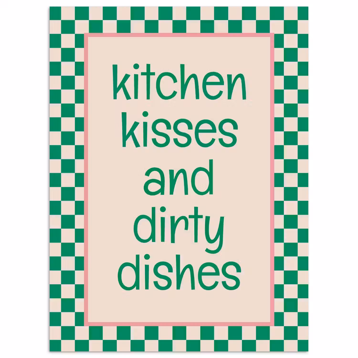 Quote - Groen - Geblokt - Keuken poster papier klein -3d