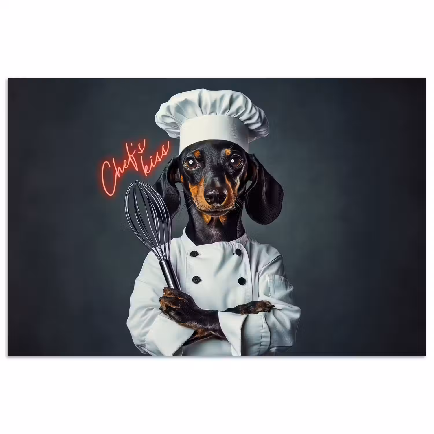 Quote - Neon - Hond - Kokskleding poster papier klein -3d