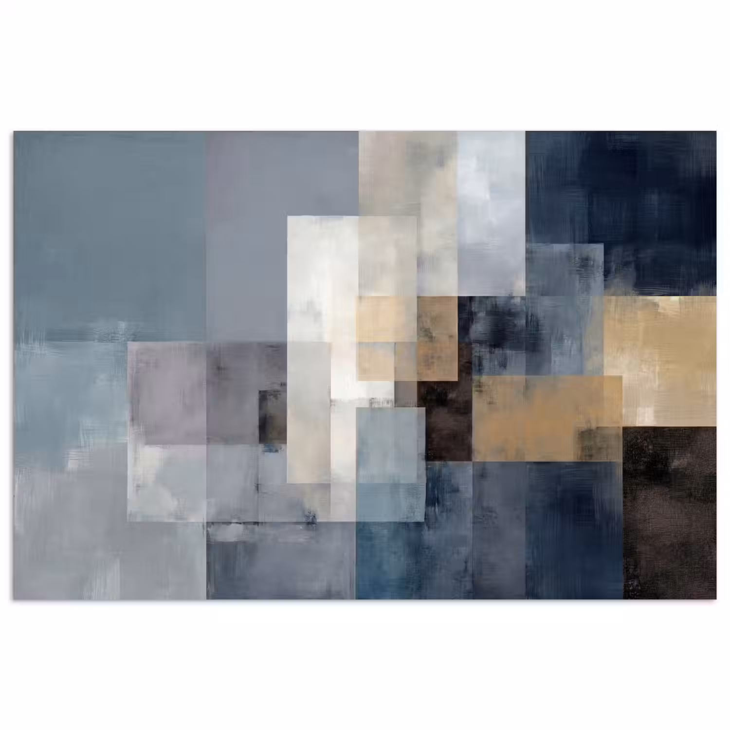 Rechthoeken - Abstract - Blauw poster papier klein -3d