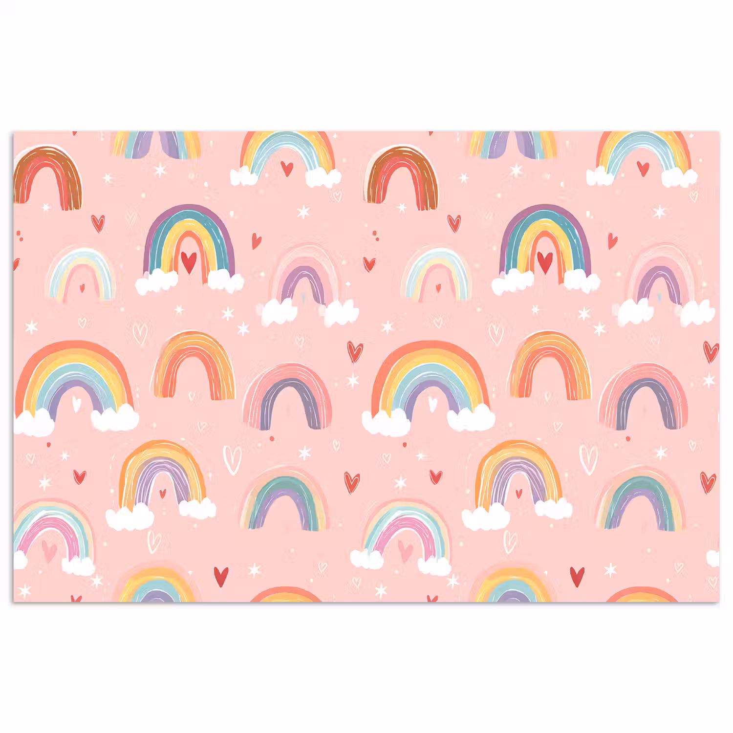 Regenboog - Patroon - Pastel - Handgetekend poster papier klein -3d