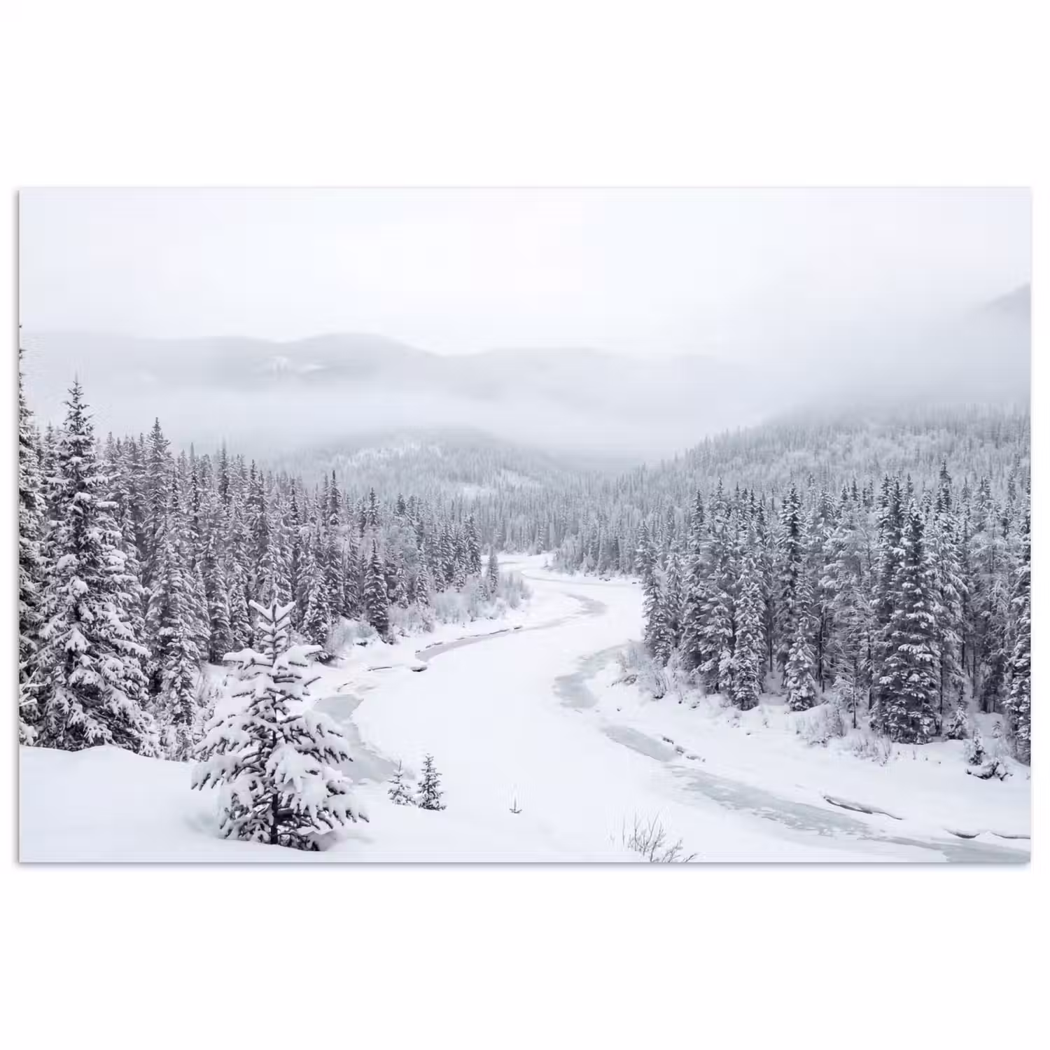 Rivier - Bevroren - Landschap - Winter poster papier klein -3d