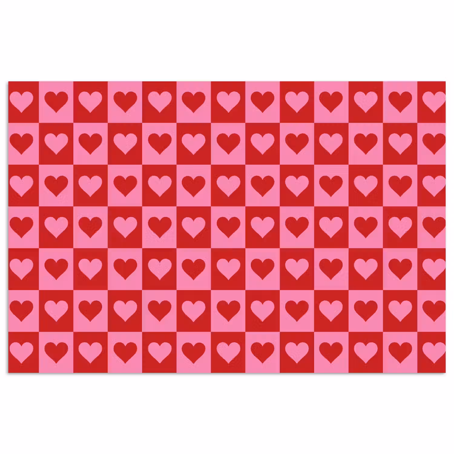 Rood - Roze - Schaakbord - Valentijn poster papier klein -3d