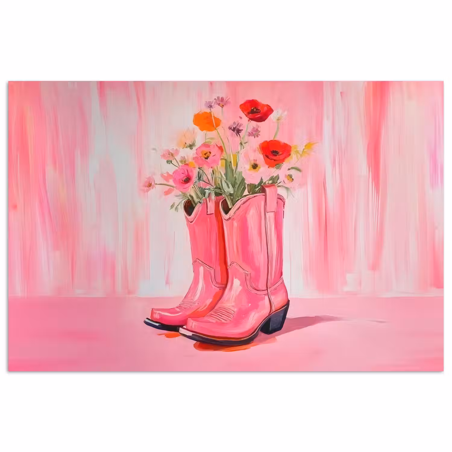 Roze - Bloemen - Cowboy poster papier klein -3d